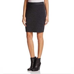 Eileen Fisher women’s black/ grey wool/ cotton blend knee pencil pull on skirt M